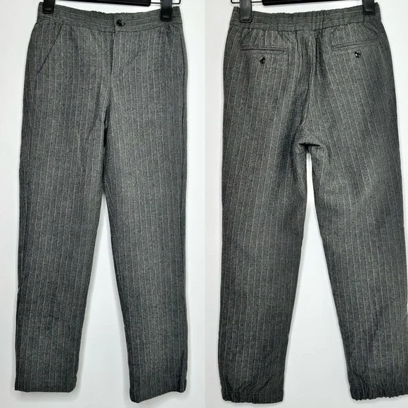 Janie and Jack Grey Wool Pinstripe Joggers - Picture 2 of 13